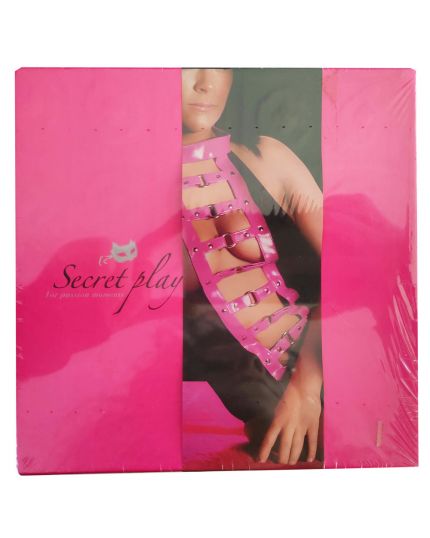 Body Lingerie Sexy con Fibbie e Bordi Ecopelle Fucsia