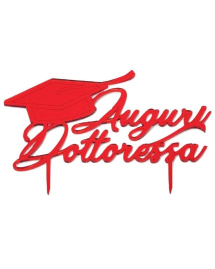 Sopratorta Cake Topper Pvc Laurea Auguri Dottoressa 19cm