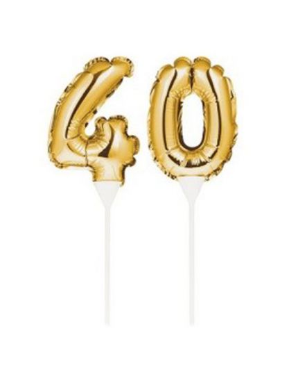 Sopratorta Palloncino Foil Numero 40 Oro 22cm