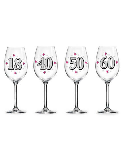 Calice Vetro Maxi Compleanno con Glitter 640ml - Varie Età