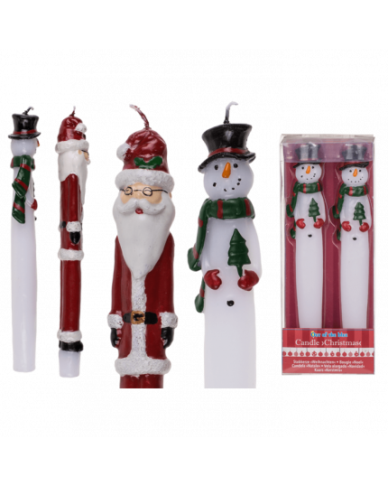 Candela ad asta Babbo Natale o Pupazzo di neve
