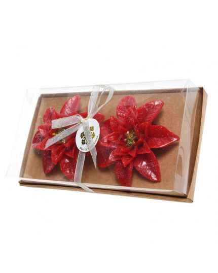 Candele Stelle di Natale Rosse con Glitter 11cm