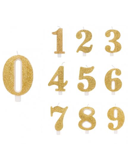 Candelina Torte Numero Oro Glitter 9,5cm