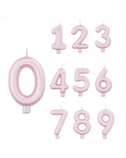 Candeline Numero Rounded Rosa Perlato 8cm