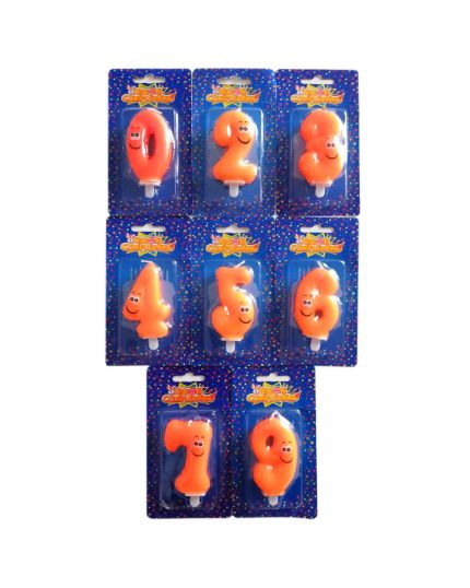 Candelina Torta Numero Smile Arancio Fluo 7cm