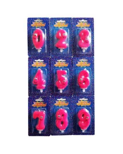 Candelina Torta Numero Smile Fucsia Fluo 7cm