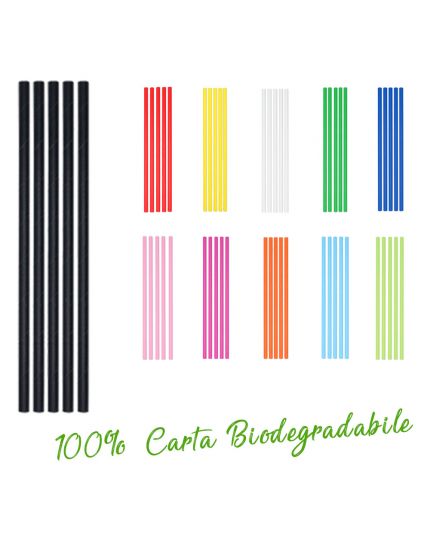 Cannucce per Cocktail Colorate in Carta 100% Biodegradabile Ecolor Scelta Naturale