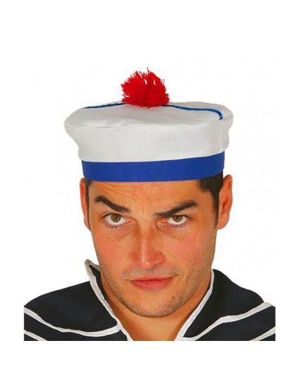 Cappello Marinaio con Pom Pom Rosso