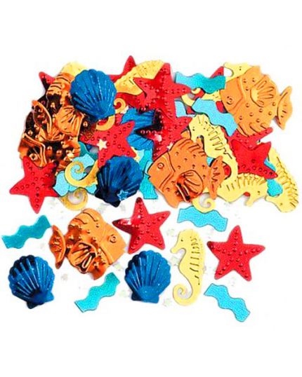 Coriandoli Confetti da Tavola Metallizzati Pesciolini e Animali Marini 2cm