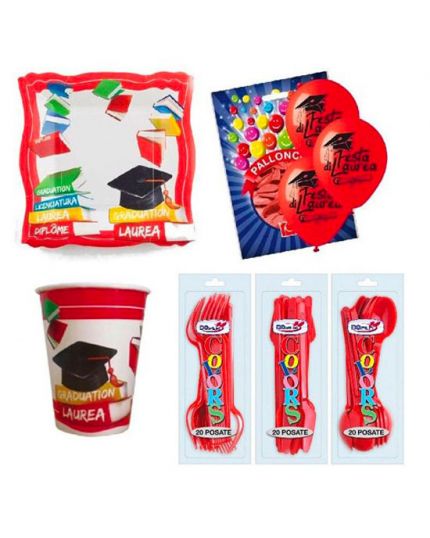 Kit Coordinato Tavola Laurea con Posate per 40 Persone