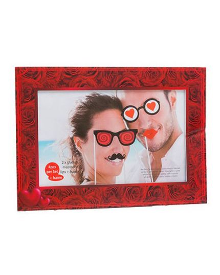 Cornice Photo Booth Rose Rosse con Bacchette