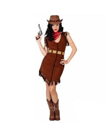 Costume Cowgirl Marrone con Frange Donna