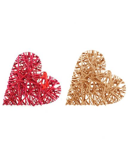 Decorazione Cuore Colorato in Rattan 19cm