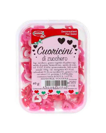 Decorazioni Zucchero Cuoricini Colorati Graziano 40gr 