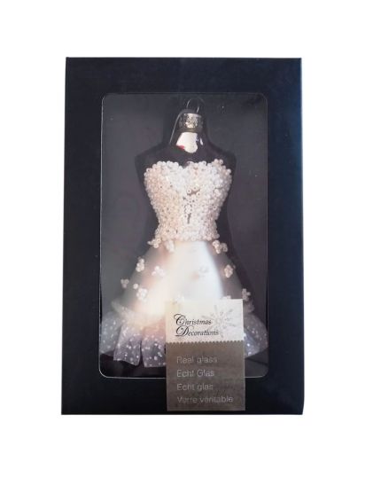 Decorazione Vetro Busto Ballerina Principessa con Pizzo e Perline 11cm