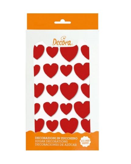 Decorazioni Cuori in Zucchero Rossi 4cm - 2cm - 1cm