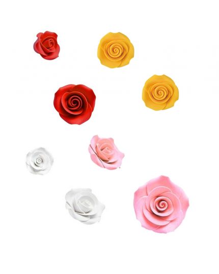 Decorazioni Zucchero Rose Colorate Mamì 3,3cm 8pz