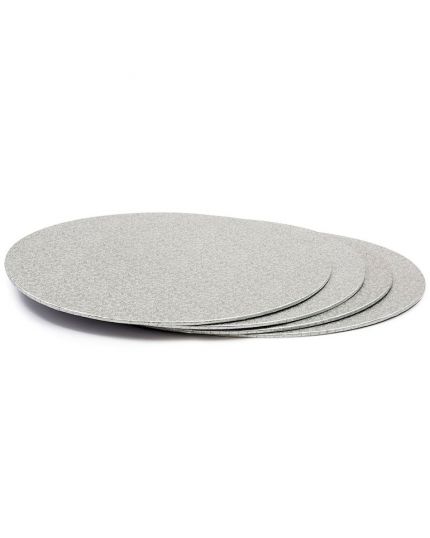 Disco Cartone Argentato Rotondo per Torte Altezza 3mm Decora Diverse Dimensioni
