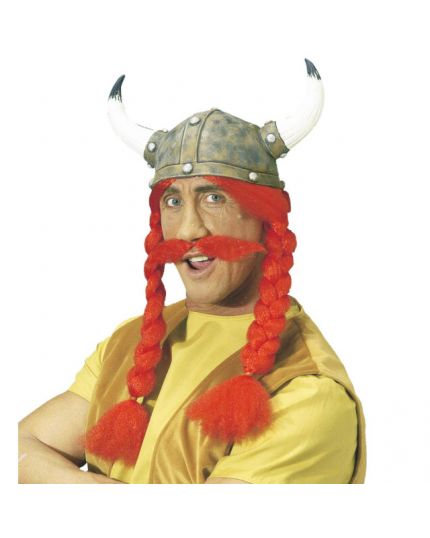 Elmo Gaulois Obelix in Lattice con Parrucca Trecce e Baffi