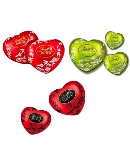Scatola Praline Cuori Lindor Lindt Cioccolato al Latte , Extra Fondente e al Pistacchio 1600gr