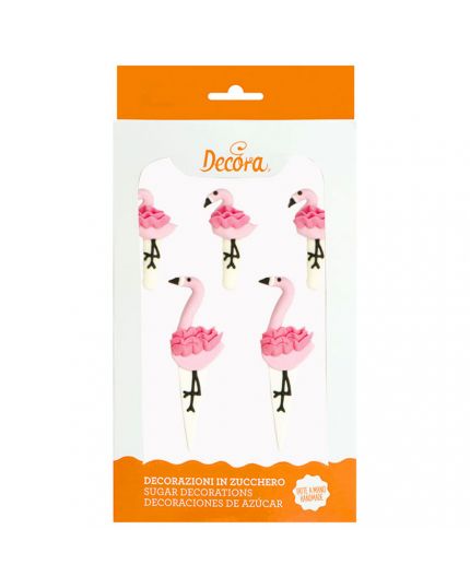 Decorazioni Zucchero Fenicotteri Rosa Pick 5cm e 8cm