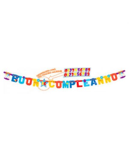 Festone Buon Compleanno XL Multicolor Personalizzabile con Numero