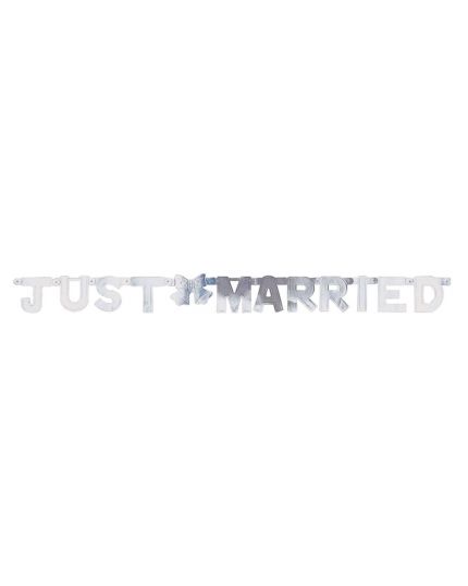 Festone Carta Just Married Argento