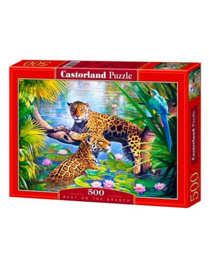 Puzzle Leopardi Sul Ramo 500 Pezzi 47x33 Cm