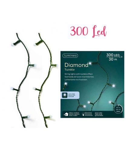 Filo Verde con Luci LED Diamond Colorati 300 Luci 2990cm