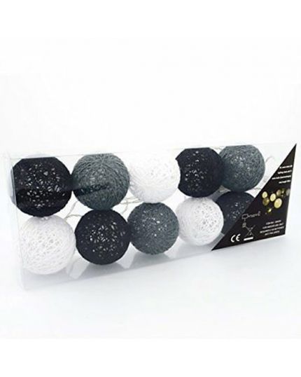 Filo 10 Luci LED con Palline in Rattan