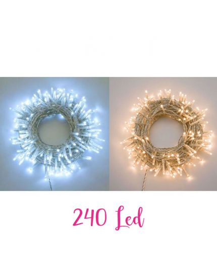 Filo Trasparente 240 Luci LED Colorate 12 Metri