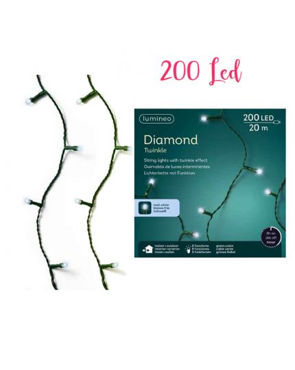 Filo Verde con Luci LED Diamond Colorati 200 Luci 1990cm