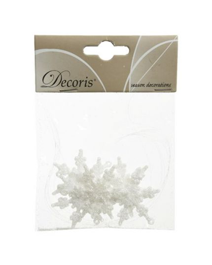 Decorazione Fiocchi di Neve Bianchi con Glitter 4,5cm