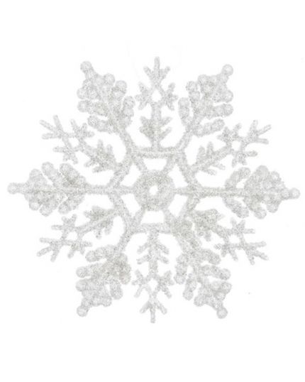 Decorazioni Fiocchi di Neve Bianchi con Glitter 10cm