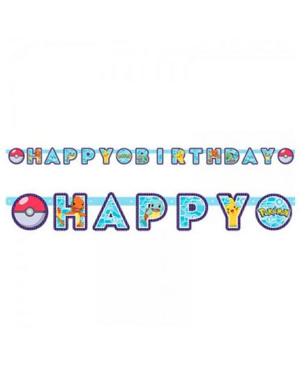 Festone Carta Happy Birthday Pokemon