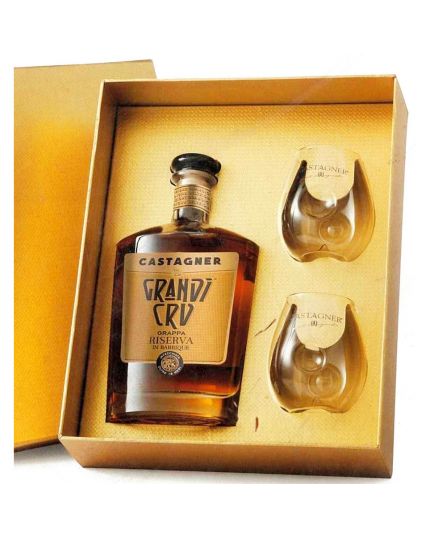 Grappa Castagner Grandi Cru Riserva 50cl in Scatola con Bicchieri Vetro