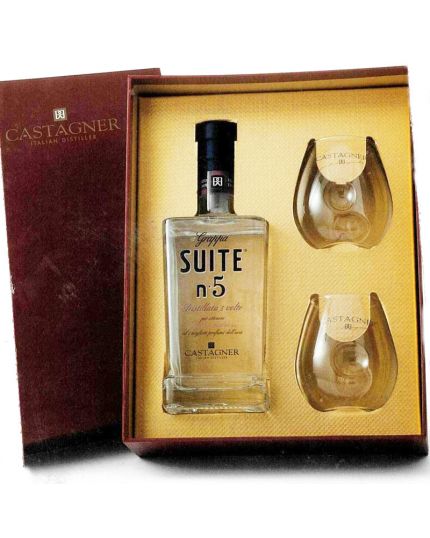 Grappa Prosecco Suite n. 5 Castagner 70 cl in Scatola con Bicchieri Vetro