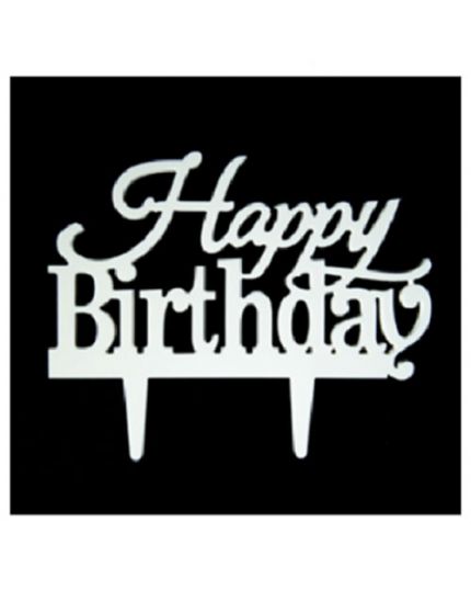 Decorazione Cake Topper Torta Scritta Happy Birthday in Zucchero 15x12cm