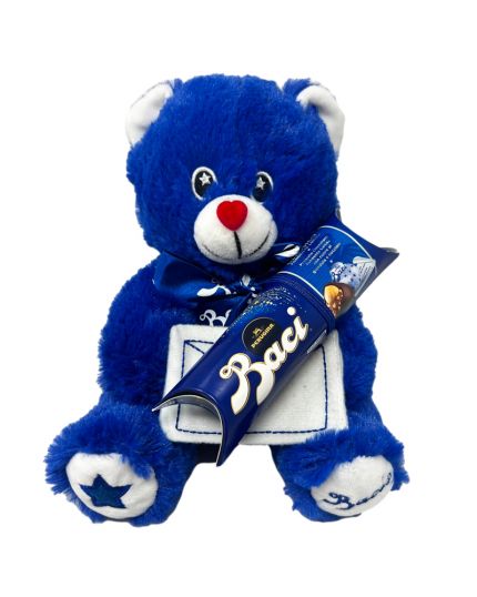 Peluche Orsetto Blu con Lettera d'Amore e con Tubo Baci Perugina Classic 37,5 gr