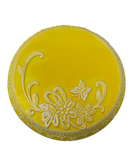 Alzata in Ceramica Gialla con Decorazioni Ø 32 Cm