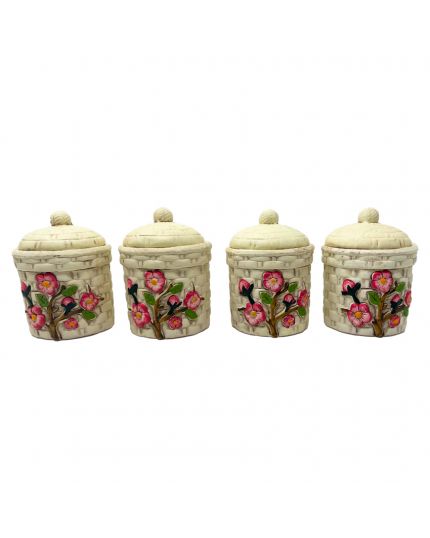 Set 4 Barattoli in Ceramica Fiore di Pesco 