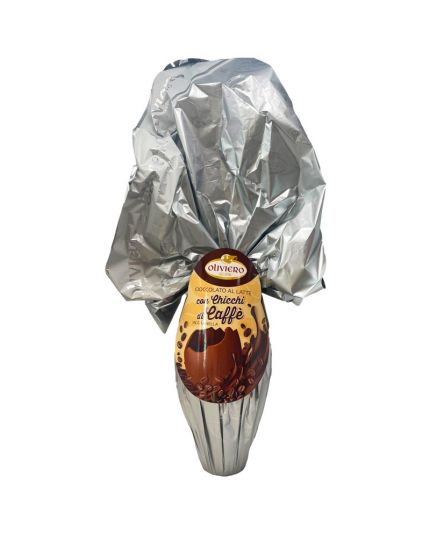 Uovo Pasqua Cioccolato al Latte con Chicchi di Caffè Oliviero 450gr