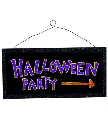 Scritta Halloween Party Glitter Legno