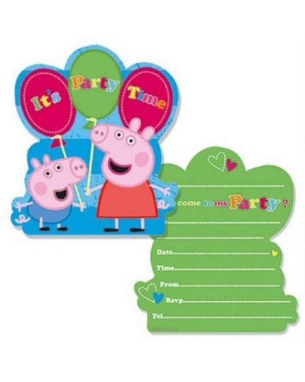 Inviti Festa Peppa Pig It's Party Time con Busta 6pz