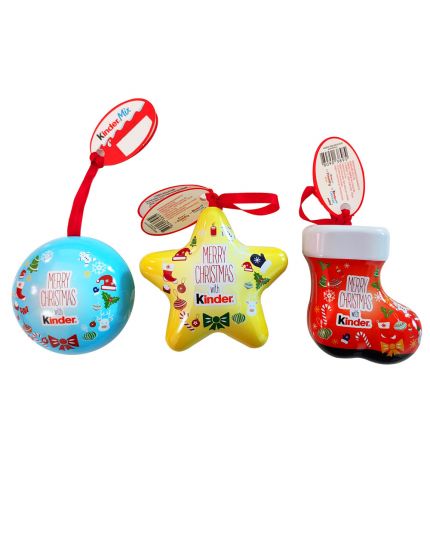 Soggetto Natalizo da Appendere in Latta con Mini Praline Kinder 34gr 8cm
