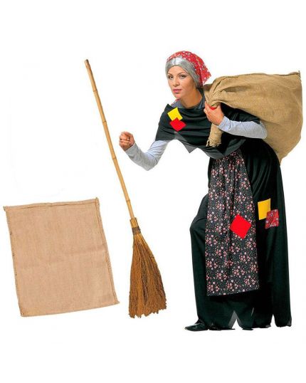 Costume Befana Kit con Sacco e Scopa