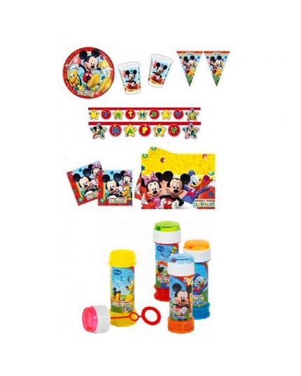 Kit Coordinato Tavola Topolino Con Bolle Sapone per 40 Persone