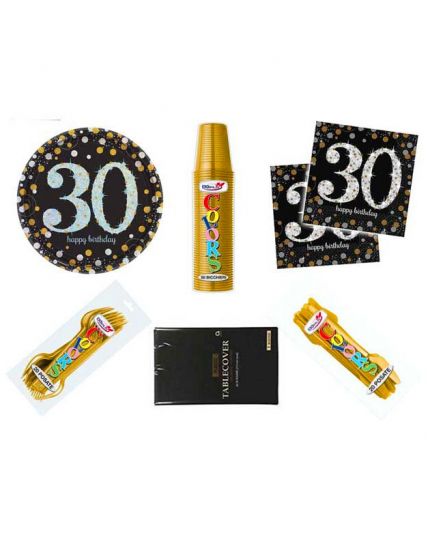 Kit Coordinato Tavola Compleanno 30 Anni per 32 Persone