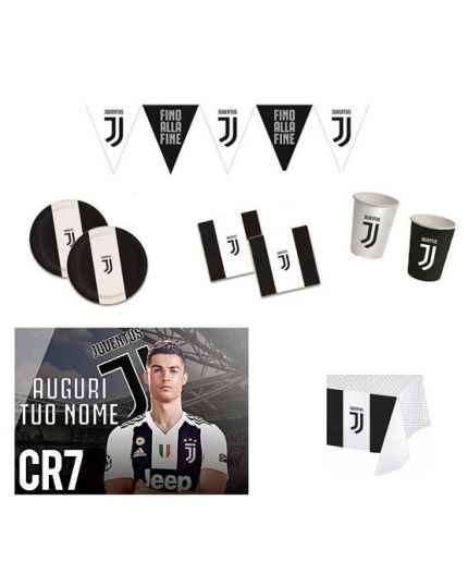 Kit Coordinato Tavola Juventus con Cialda Ronaldo per 24 Persone