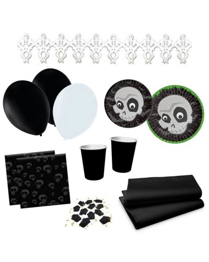 Kit Coordinato Tavola Halloween Scheletro per 16 Persone